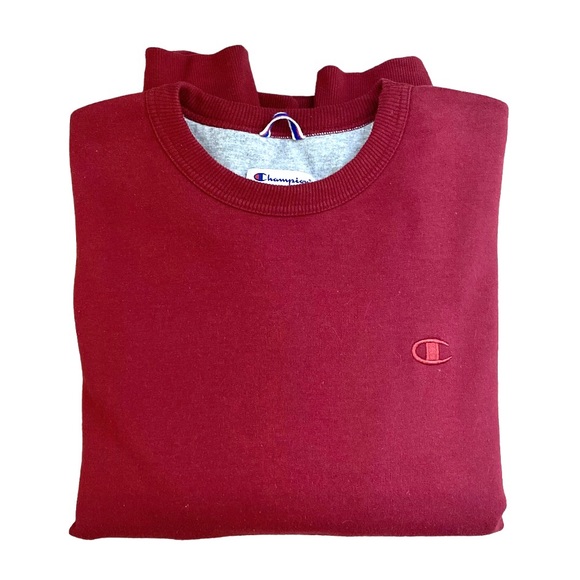 Champion Powerblend Crewneck Sweatshirt Red Wine Maroon Pullover Athletic Mens L - Picture 7 of 15